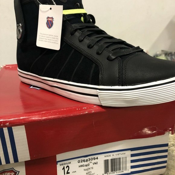 NWB K Swiss kayswiss SHOE Hwd Mid Vnz black hitop - Picture 1 of 5